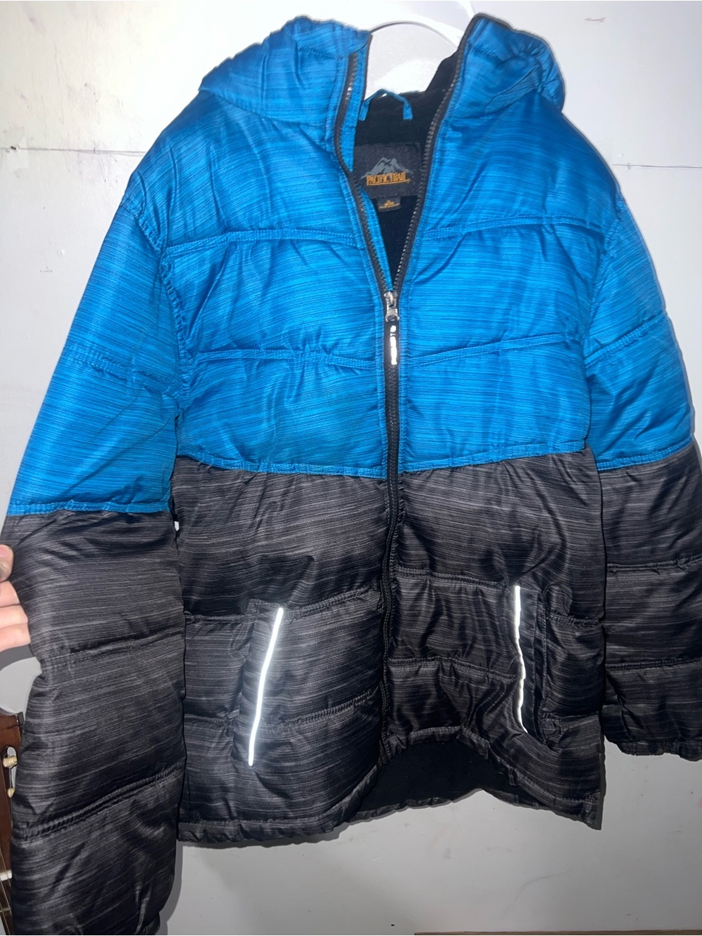 Kids Pacific Trail Blue and Black Puffer Jacket with Hood
